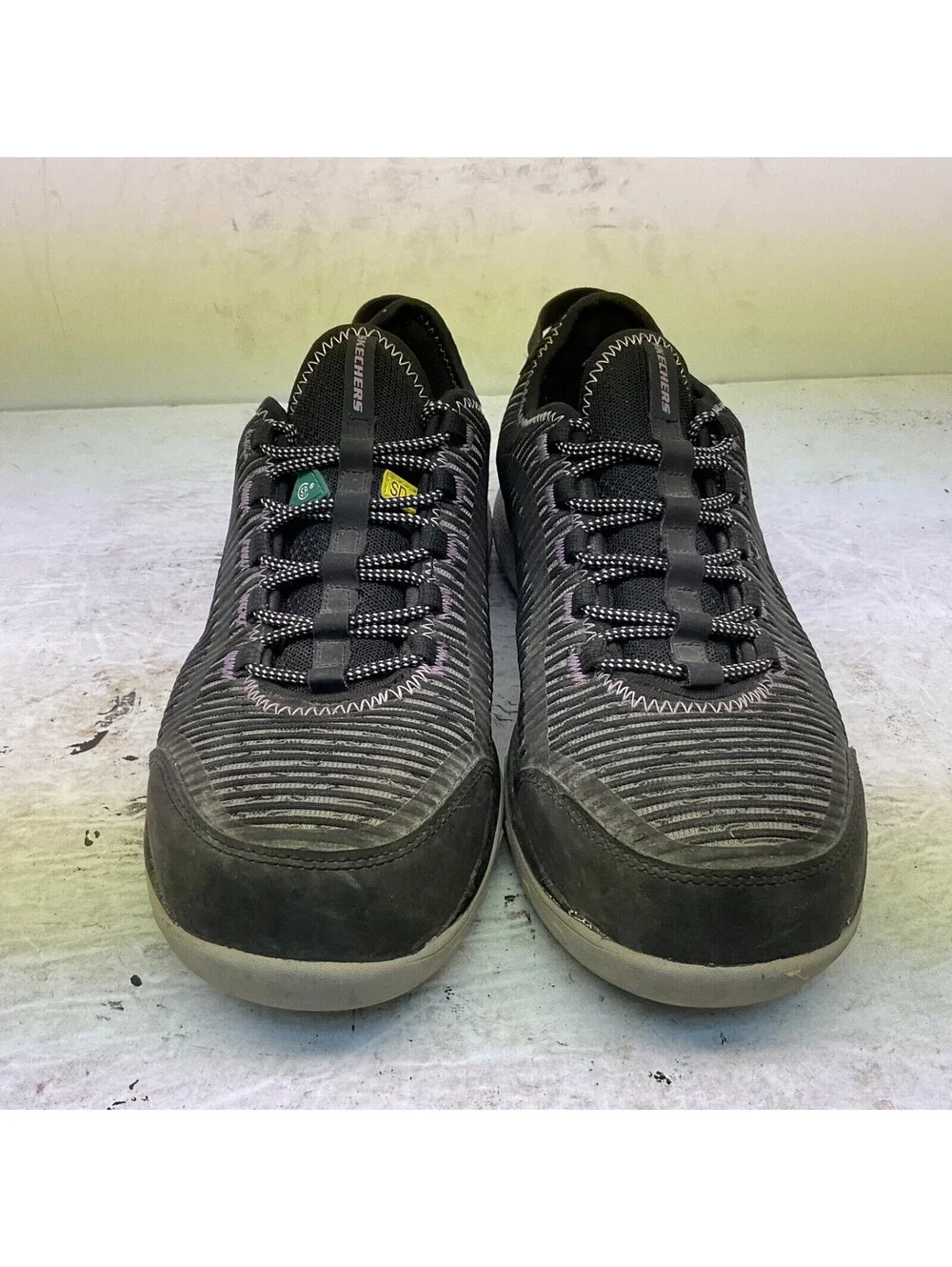 SKECHERS Womens Static Dissipative Lace Up Work Shoes 99B96553 Black Purple 9M